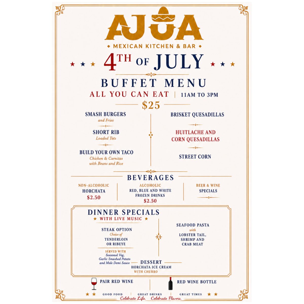 Celebrate with our Fourth of July Special Buffet & Dinner Specials!